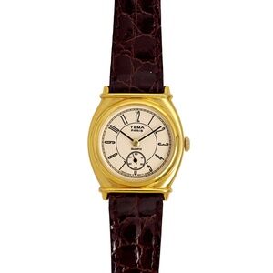 Yema Made in Paris Gold Plated Ladies Vintage 1990's Wrist Watch Genuine Leather